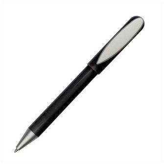 Ручка из пластика, клип и наконечник серебристого цвета, корпус черный
