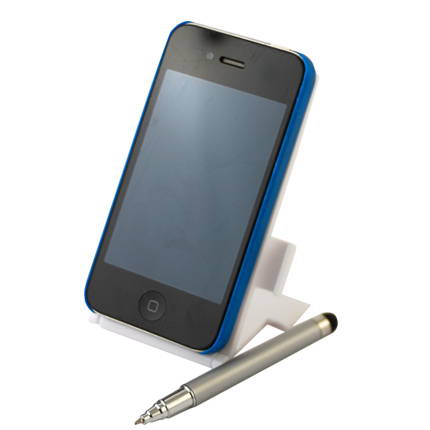 Подставка для телефона с ручкой-стилусом, белая